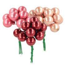 Article Boules de Noël sur fil de fer, mini baies brillantes effet miroir, 20 mm, 140 pièces
