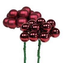 Article Mini boule de Noël rouge, baies miroir en verre rose Ø20mm 140 pcs