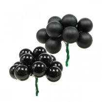 Article Mini boules de Noël sur fil de verre noir Ø20mm 140 pcs