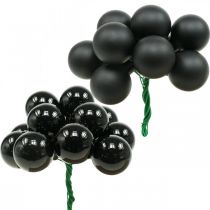 Article Mini boules de Noël sur fil verre noir Ø25mm 140 pcs