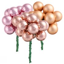 Article Miroir Baies Abricot Rose Boules de Verre Fil Ø20mm 140 pcs