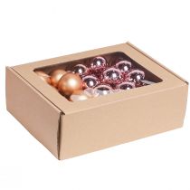 Article Miroir baies boules de verre fil rose abricot Ø40mm 32 pcs