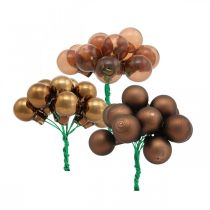 Mini boules de Noël verre marron miroir baies Ø20mm mix 140p