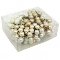Article Mini boule de Noël crème, baies miroir beige Ø20mm 140 pcs
