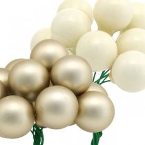Article Mini boule de Noël crème, baies miroir beige Ø20mm 140 pcs