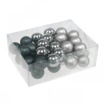 Article Mini boules de Noël argent, verre anthracite Ø40mm mix 32 pcs