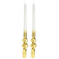 Article Bougies torsadées bougies spirales or blanc Ø2cm H30cm 2 pcs
