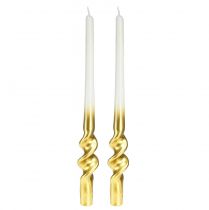 Bougies torsadées bougies spirales or blanc Ø2cm H30cm 2pcs