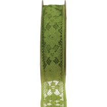 Ruban dentelle vert 25mm motif floral ruban décoratif dentelle 15m