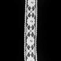 Ruban dentelle blanc, décoration mariage, ruban décoratif motif fleur L25mm L15m