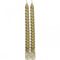 Bougies coniques bougies torsadées bougies spirales or 24cm 2pcs