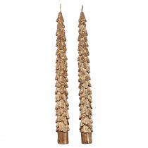 Bougies coniques Bougies métalliques marron Bougies de Noël 25cm 2pcs
