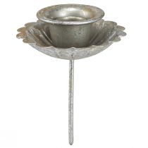 Article Bougeoir aspect antique à piquer Couleur argent Ø8,5cm 4pcs