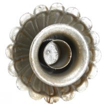 Article Bougeoir aspect antique à piquer Couleur argent Ø8,5cm 4pcs
