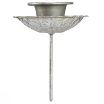 Article Bougeoir aspect antique à piquer Couleur argent Ø8,5cm 4pcs