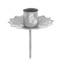 Article Bougeoir pointu à coller, décoration de l&#39;Avent, chandelier argent, aspect antique Ø7cm