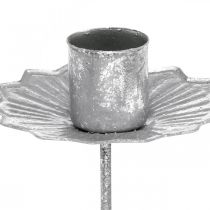 Article Bougeoir pointu à coller, décoration de l&#39;Avent, chandelier argent, aspect antique Ø7cm