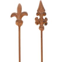 Article Piquet de jardin rustique décoratif en forme de lance de lys au design antique pour l'extérieur, 60 cm, lot de 2