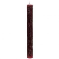 Article Bougies coniques de couleur unie bordeaux 34mm x 300mm 4 pcs