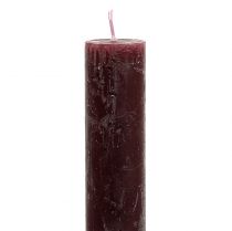 Article Bougies coniques de couleur unie bordeaux 34mm x 300mm 4 pcs