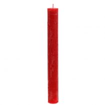 Article Bougies coniques teintes en rouge 34mm x 300mm 4 pcs