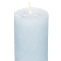 Article Bougie conique bleue pour chandeliers et décoration de table, 34 x 240 mm, lot de 4