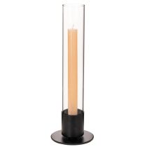 Article Bougeoir conique avec cylindre en verre. Simple et intemporel. 31 cm