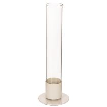 Article Bougeoir moderne pour bougies coniques, avec cylindre et base en verre, 31 cm