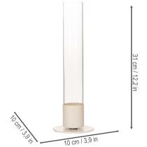 Article Bougeoir moderne pour bougies coniques, avec cylindre et base en verre, 31 cm