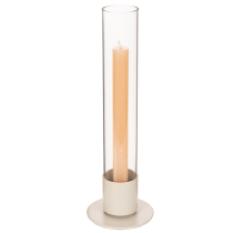 Article Bougeoir moderne pour bougies coniques, avec cylindre et base en verre, 31 cm