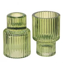 Article Bougeoir bâton verre photophore vert H8cm 4 pcs