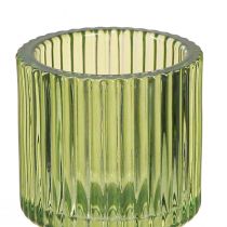 Article Bougeoir bâton verre photophore vert H8cm 4 pcs