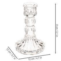 Article Bougeoir transparent, design classique, décoration de table, 12 cm, lot de 2