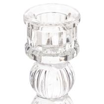 Article Bougeoir transparent, design classique, décoration de table, 12 cm, lot de 2