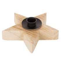 Article Bougeoir rustique en bois en forme d'étoile pour bougies coniques, 16 cm