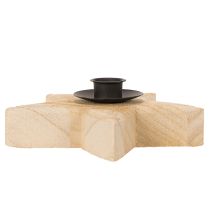 Article Bougeoir rustique en bois en forme d'étoile pour bougies coniques, 16 cm