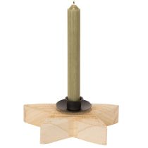Article Bougeoir rustique en bois en forme d'étoile pour bougies coniques, 16 cm