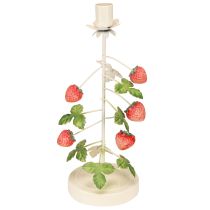 Article Bougeoir métal décor fraise crème rond H26cm