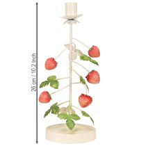 Article Bougeoir métal décor fraise crème rond H26cm