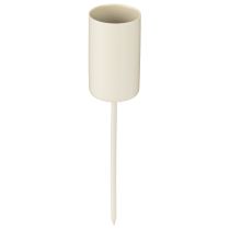 Article Bougeoir en métal sur piquet, beige, H11cm, 4 pièces