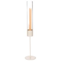 Article Bougeoir cylindrique en verre sur base métallique 50 cm