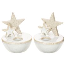 Article Bougeoirs en céramique en forme d'étoile, décoration de Noël, 11 cm, lot de 2