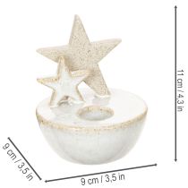 Article Bougeoirs en céramique en forme d'étoile, décoration de Noël, 11 cm, lot de 2