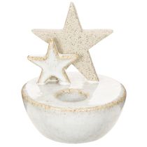 Article Bougeoirs en céramique en forme d'étoile, décoration de Noël, 11 cm, lot de 2