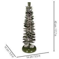 Article Bougeoir en forme de sapin de Noël, métal vert, 45 cm