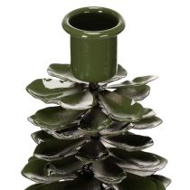 Article Bougeoir en forme de sapin de Noël, métal vert, 45 cm