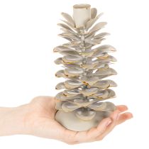 Article Bougeoir en forme de pomme de pin pour bougies coniques, 17 cm