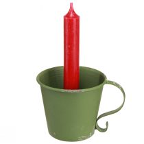 Article Bougeoir bâton coupe vintage décoration métal vert Ø9,5cm H8cm 3pcs