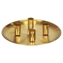 Bougeoir bâton doré Ø2,5cm bougeoir métal Ø23cm
