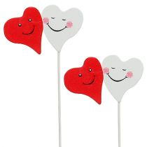 Article Plug double coeur rouge, blanc 8cm x 5cm 12pcs